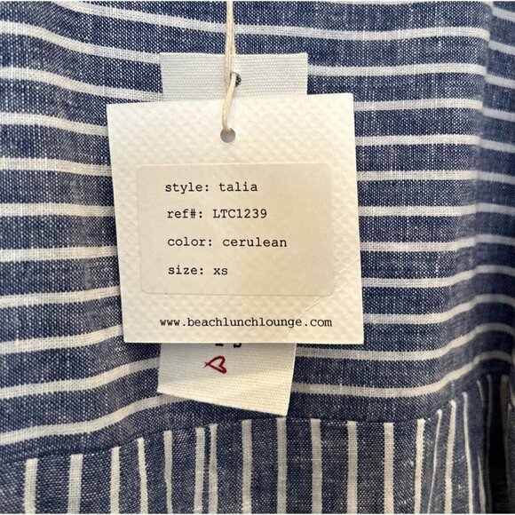 Beach Lunch Lounge Womens XS TALIA Linen Blend Cropped Jumpsuit Blue Stripe NEW - Picture 4 of 4